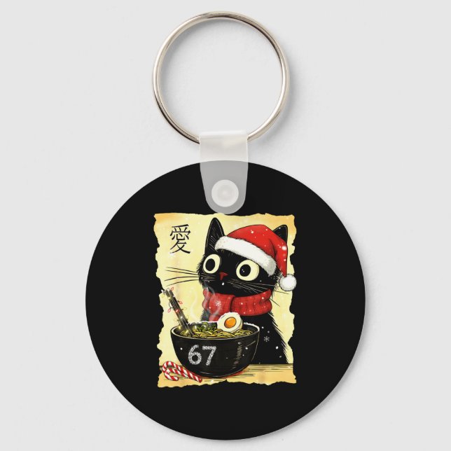 Chaveiro Funny Christmas 67 Six Seven Cat Ramen Japanese Ka (Frente)