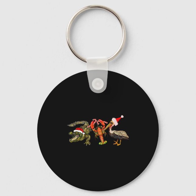 Chaveiro Funny Christmas Alligator Pelican Crawfish Holiday (Frente)