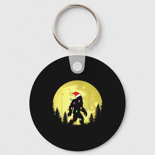 Chaveiro Funny Christmas Bigfoot Santa Hat Moon Sasquatch M (Frente)