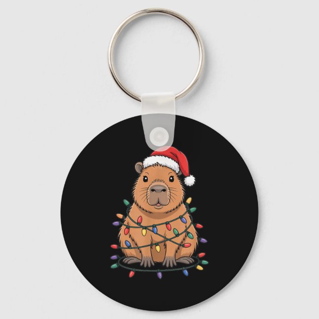 Chaveiro Funny Christmas Capybara Cute Cartoon Desing  (Frente)