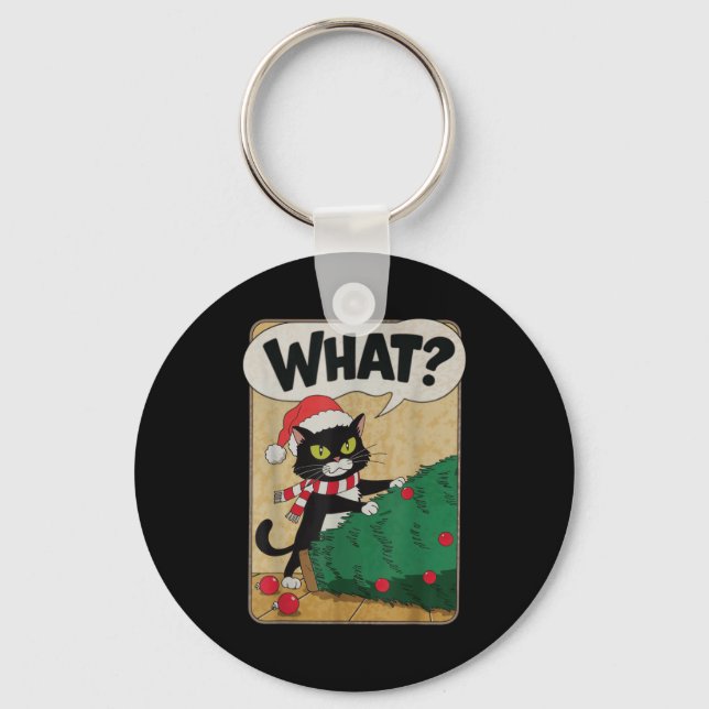 Chaveiro Funny Christmas Cat Christmas Tree Meowy Christmas (Frente)