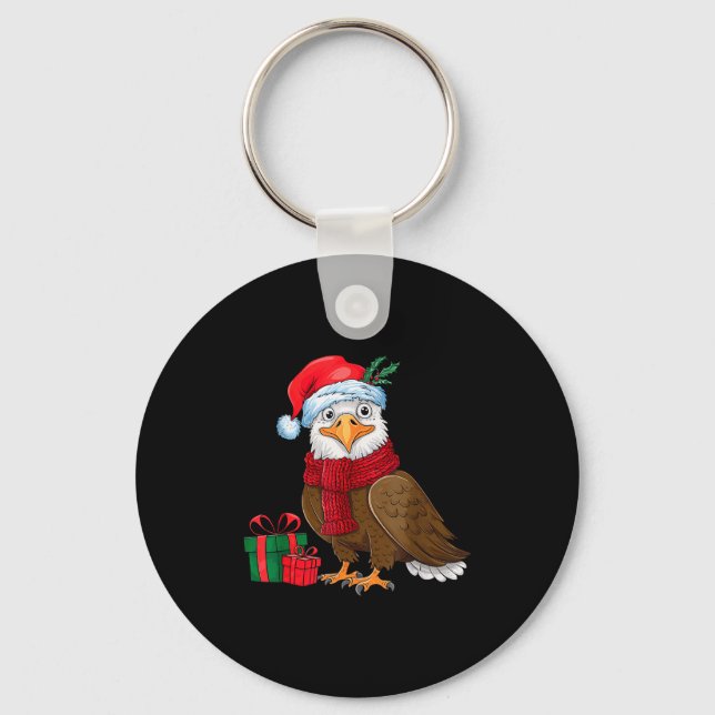 Chaveiro Funny Christmas Eagle Patriotic Bald Eagle With Sa (Frente)
