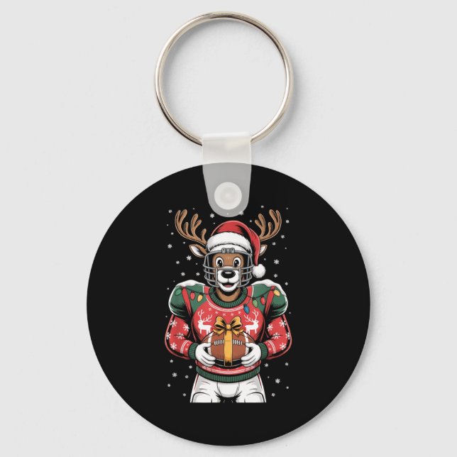 Chaveiro Funny Christmas Football Reindeer  (Frente)