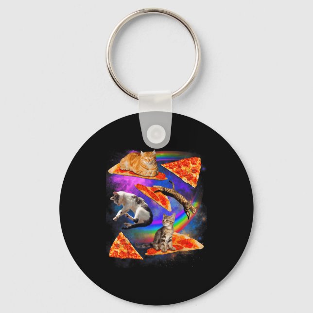 Chaveiro Funny Christmas Galaxy Cat In Space Cat Riding Zza (Frente)