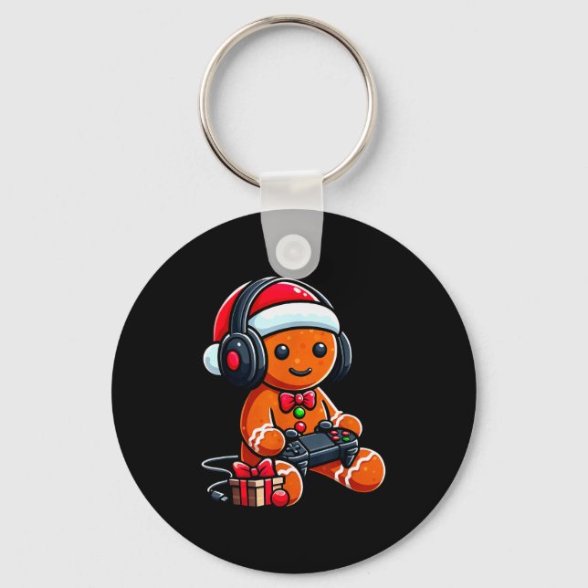 Chaveiro Funny Christmas Gamer Gingerbread Xmas Gaming Men  (Frente)