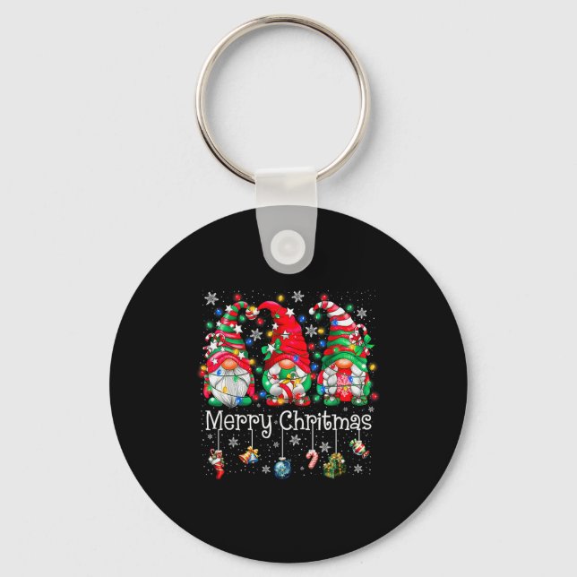 Chaveiro Funny Christmas Gnome Hanging With My Gnomies Fami (Frente)