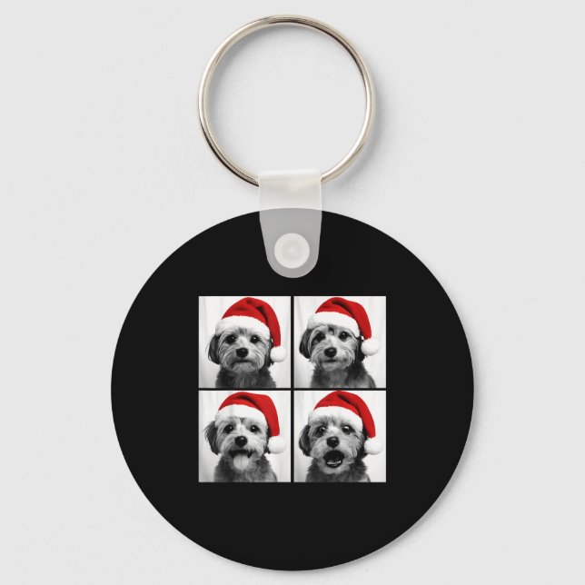 Chaveiro Funny Christmas Morkie Santa Dog Lover Photo Booth (Frente)