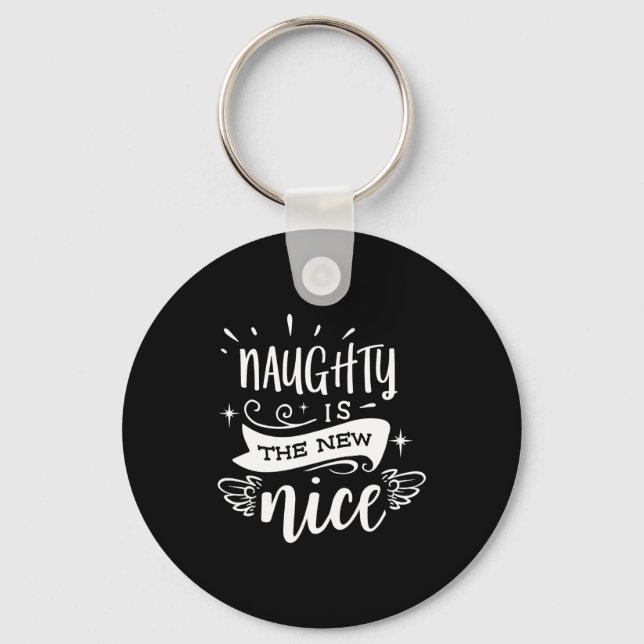 Chaveiro Funny Christmas Naughty Is The New Nice Monogram T (Frente)