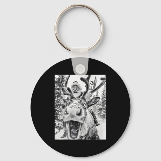 Chaveiro Funny Christmas Reindeer Selfie Santa Claus Xmas S (Frente)