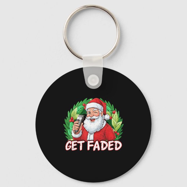 Chaveiro Funny Christmas Santa Claus Santa Barber Get Faded (Frente)