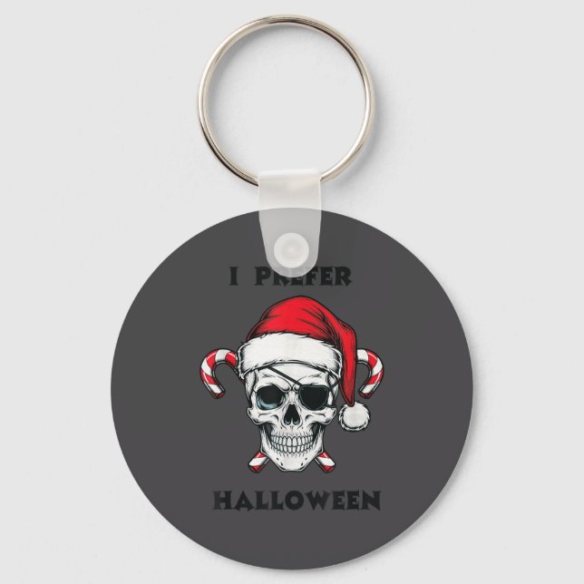 Chaveiro Funny Christmas Skeleton I Prefer Halloween  (Frente)