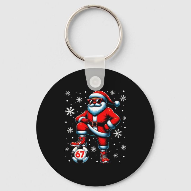 Chaveiro Funny Christmas Soccer Cool Santa Claus 6 7 Meme T (Frente)