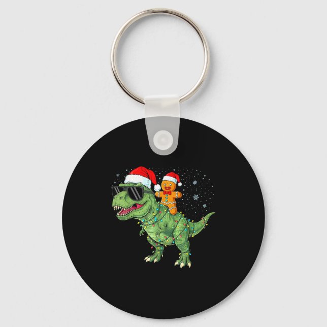 Chaveiro Funny Christmas T Rex Dinosaur Gingerbread Lights  (Frente)