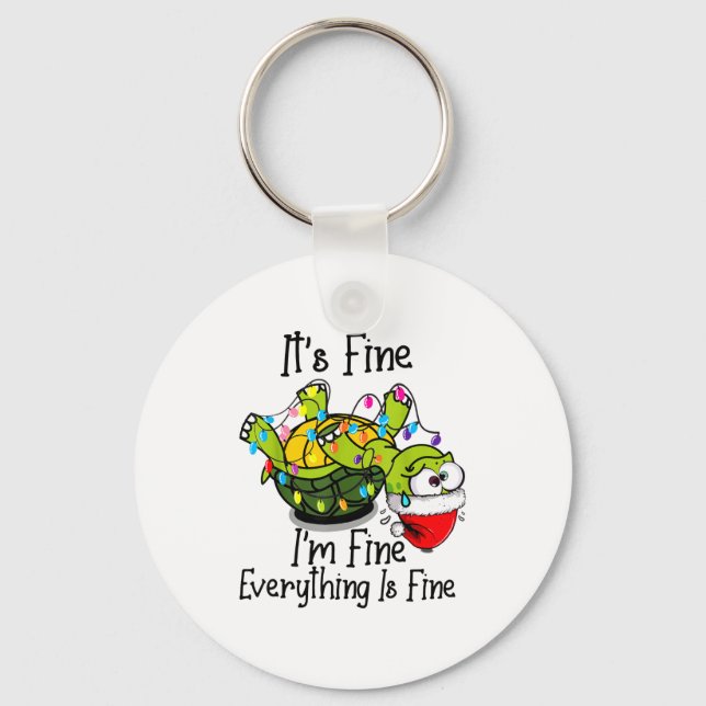 Chaveiro Funny Christmas Turtle It's Fine I'm Fine Everythi (Frente)