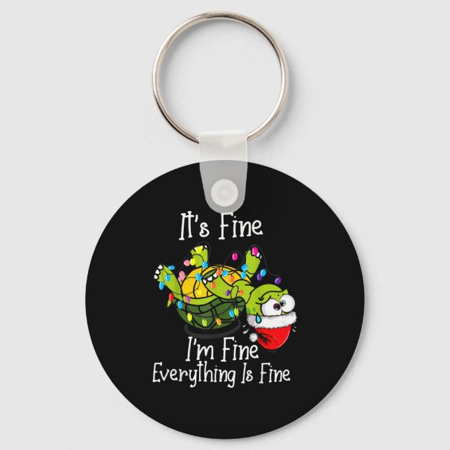 Chaveiro Funny Christmas Turtle It's Fine I'm Fine Everythi (Frente)