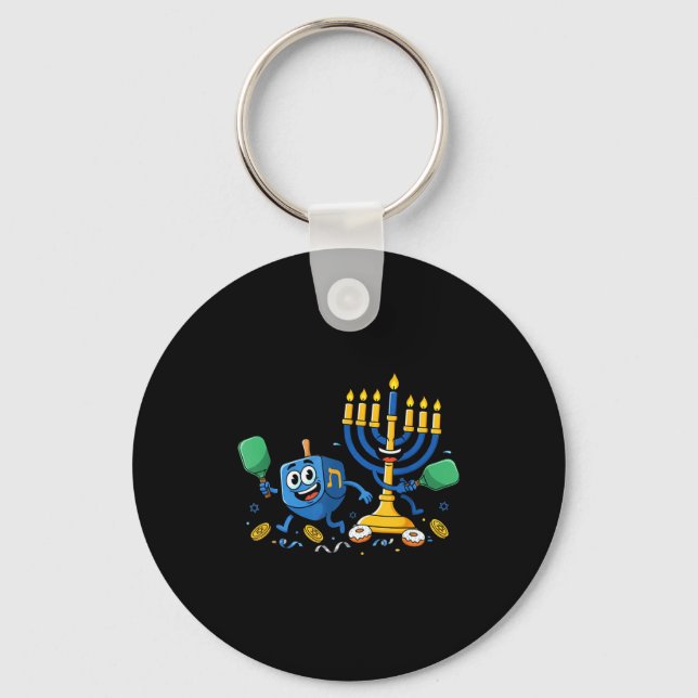 Chaveiro Funny Ckleball Dreidel Menorah Hanukkah Kids Women (Frente)