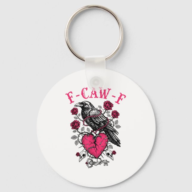 Chaveiro Funny Crow F-caw-f Valentines Day Black Bird Fcawf (Frente)