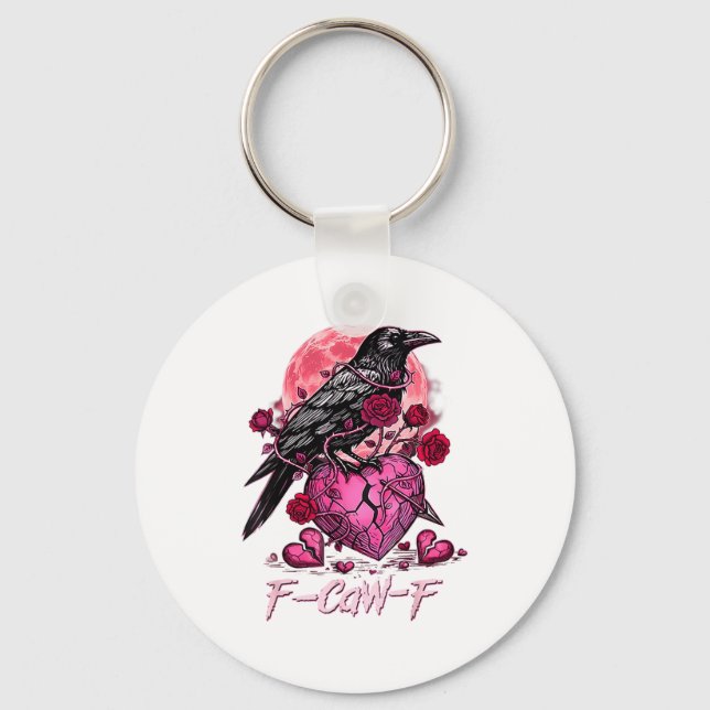 Chaveiro Funny Crow F-caw-f Valentines Day Black Bird Fcawf (Frente)