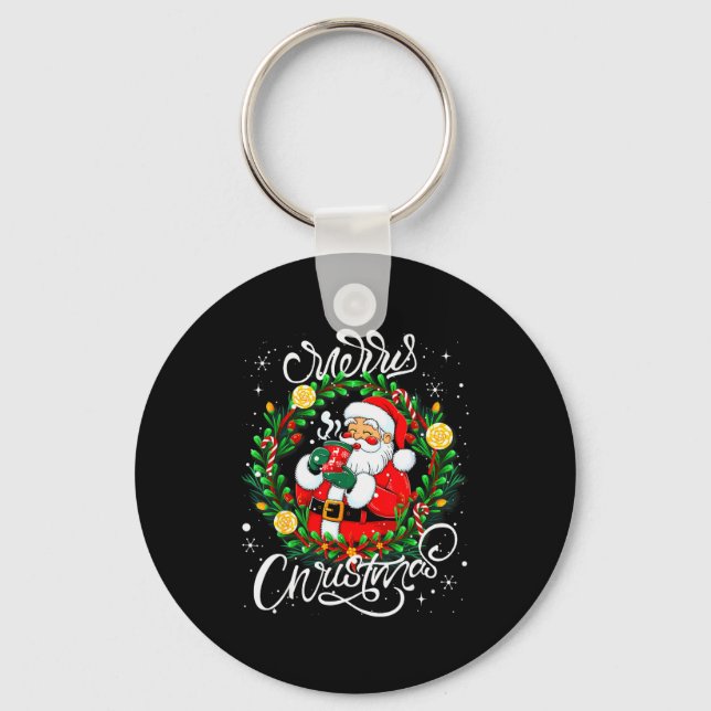 Chaveiro Funny Cute Santa Claus Merry Christmas Men Women K (Frente)