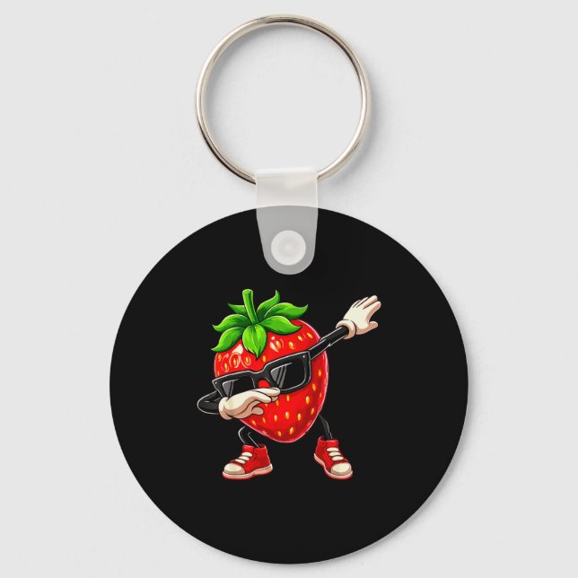 Chaveiro Funny Dabbing Strawberry Summer Fruit Lover Men Wo (Frente)