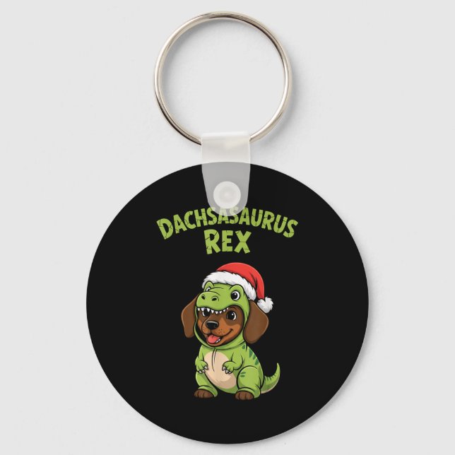 Chaveiro Funny Dachshund Dog T-rex Costume Christmas Kids B (Frente)
