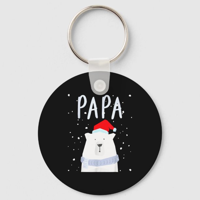 Chaveiro Funny Dad Bear Christmas Saint Hat Couples Family  (Frente)
