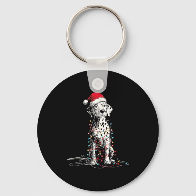 Chaveiro Funny Dalmatian Christmas Graphics Dog Lights Love (Frente)