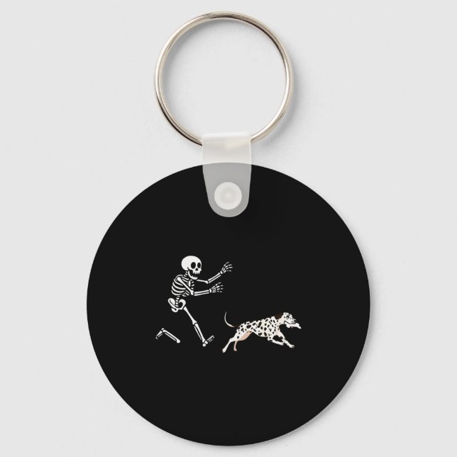 Chaveiro Funny Dalmatian Running Skeleton Halloween  (Frente)