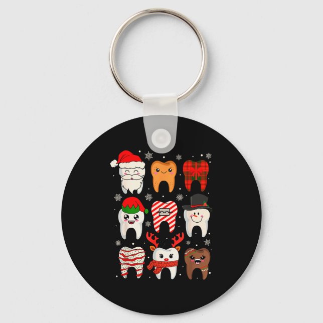 Chaveiro Funny Dental Christmas Teeth Cute Xmas Dentist Squ (Frente)