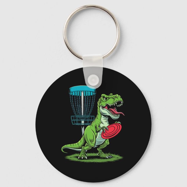 Chaveiro Funny Dinosaur T-rex Disc Golf Player Sket Golfer  (Frente)