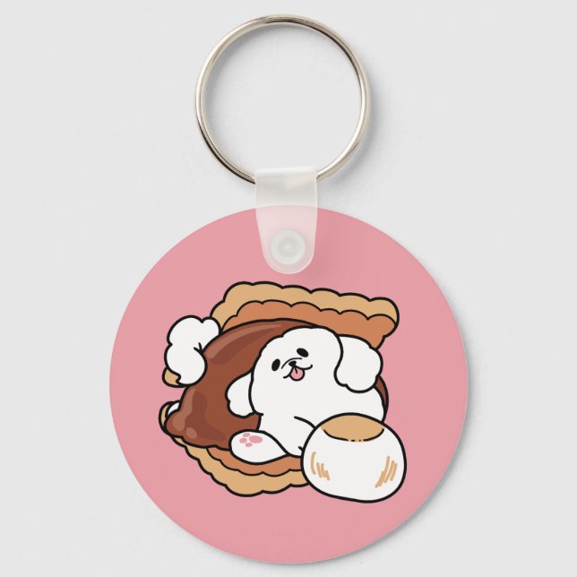 Chaveiro Funny Dog and S’more Design – Kawaii Pet Lover Pun (Frente)