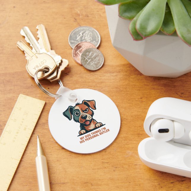 Chaveiro Funny Dog Butler Quote Illustration (Mesa)