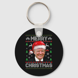Chaveiro Funny Donald Trump Feliz Família de Natal Feia