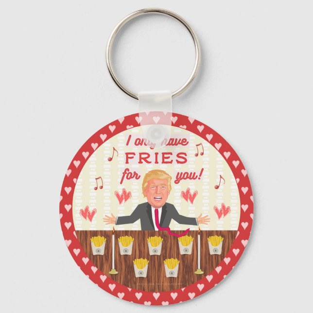 Chaveiro Funny Donald Trump Rápido Comida Fries Dia de os n (Frente)