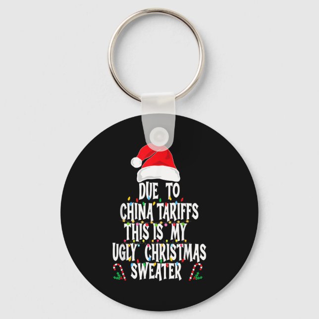Chaveiro Funny Due To China Tarriffs Ugly Christmas Sweater (Frente)
