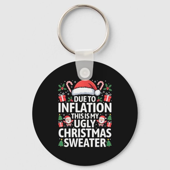 Chaveiro Funny Due To Inflation Ugly Christmas Sweaters Men (Frente)
