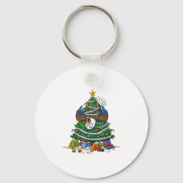 Chaveiro Funny Eagle Christmas Tree Lights Kids Mens Womens (Frente)