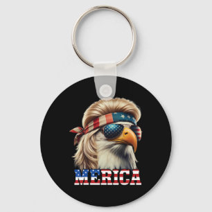Chaveiro Funny Eagle Merica 4 de julho Loira Wig Mullet Fun