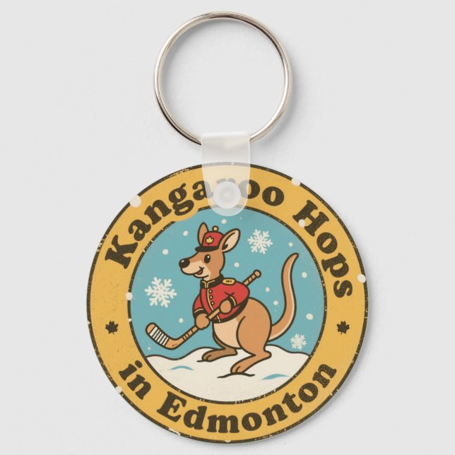 Chaveiro Funny Edmonton Kangaroo Hockey (Frente)