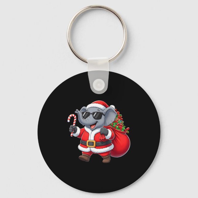 Chaveiro Funny Elephant Christmas Santa Outfit Xmas Boys Gi (Frente)