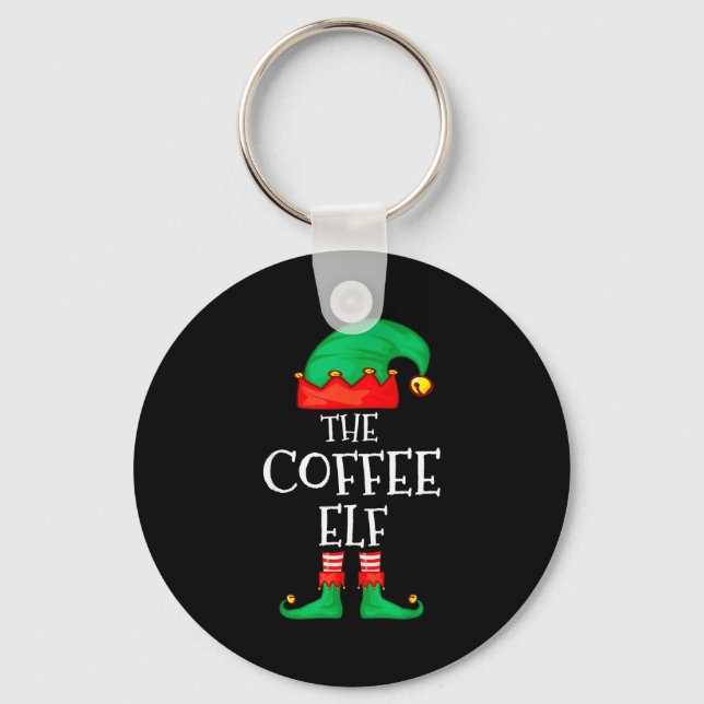 Chaveiro Funny Elf Family Christmas The Coffee Elf Sweater  (Frente)