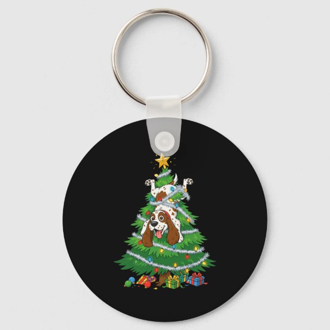Chaveiro Funny English Springer Spaniel Dog Christmas Tree  (Frente)