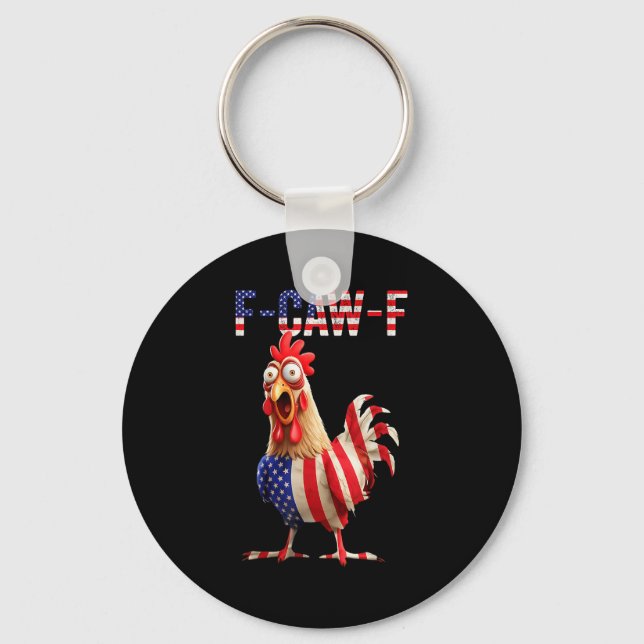 Chaveiro Funny F-caw-f Chicken Usa Flag Fcawf American Chic (Frente)