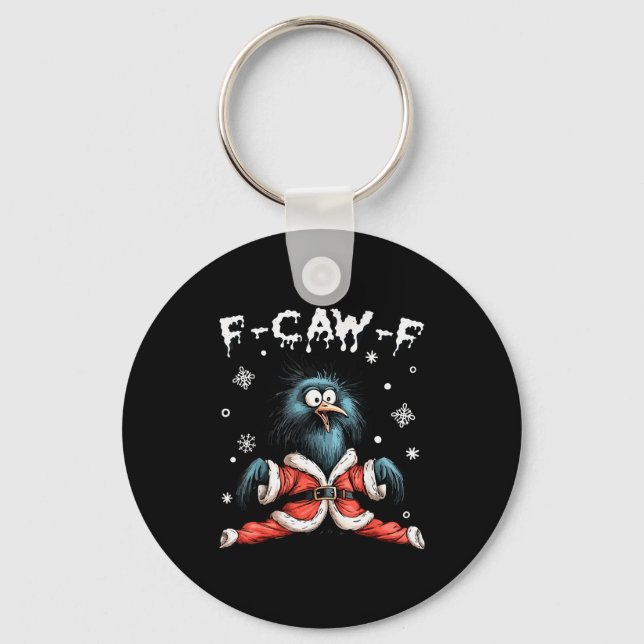 Chaveiro Funny F-caw-f Christmas Crow Santa Xmas Light Blac (Frente)