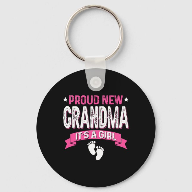 Chaveiro Funny Family Gender Reveal Proud New Grandma It's  (Frente)