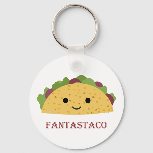 Chaveiro Funny Fantastaco Taco Pun Cute Kawaii Taco (Frente)