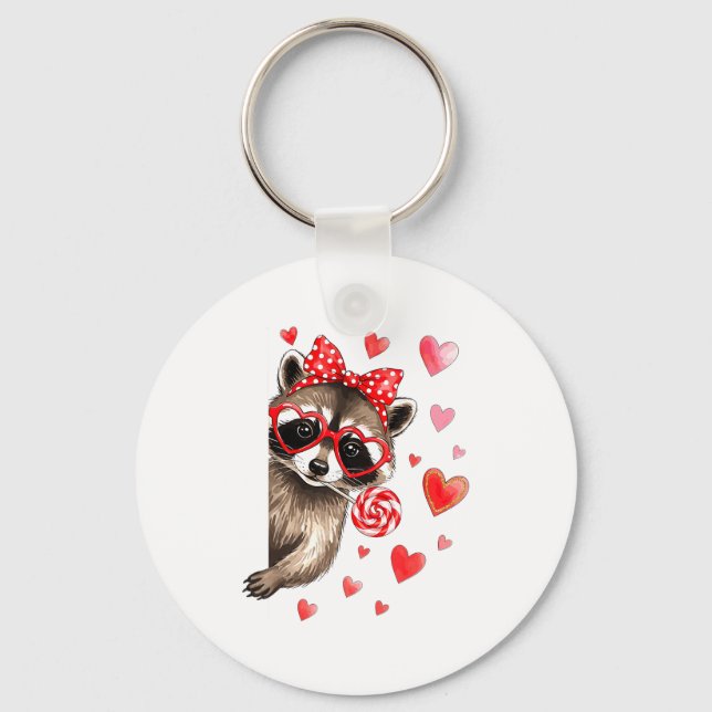 Chaveiro Funny Feral Raccoon Valentine's Day Sarcastic Humo (Frente)
