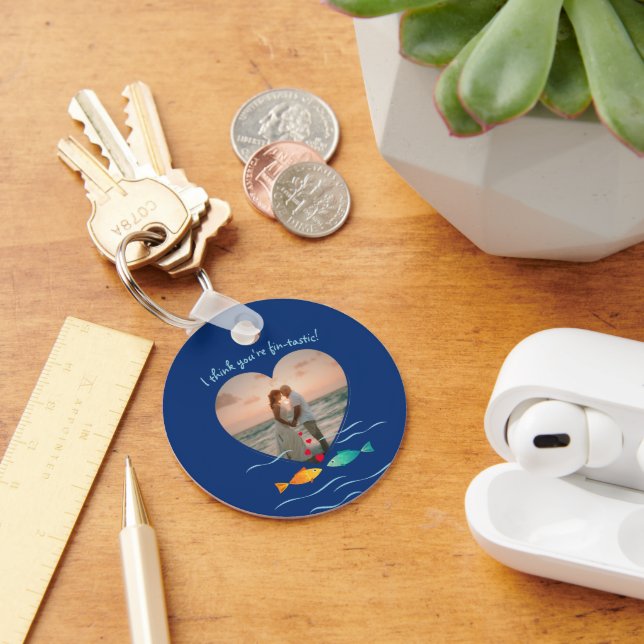 Chaveiro Funny Fish Pun Custom Photo Valentine's Day (Mesa)