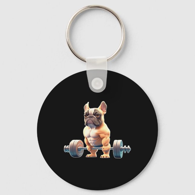 Chaveiro Funny French Bulldog Bodybuilding Gym Frenchie Wei (Frente)