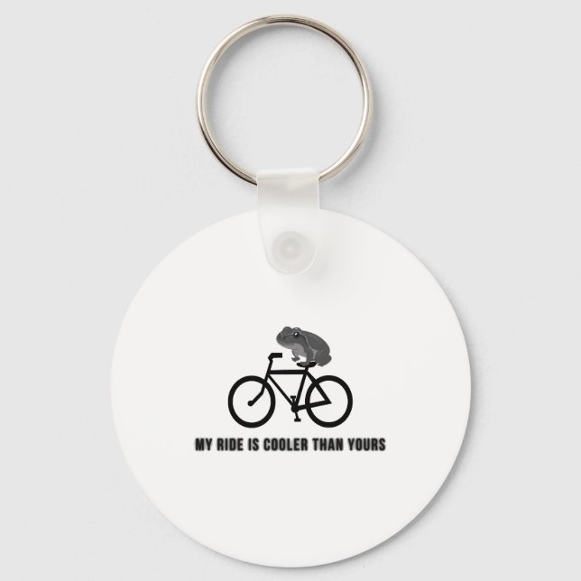 Chaveiro Funny Frog on Bike T-Shirt | Cool Cycling Animal  (Frente)